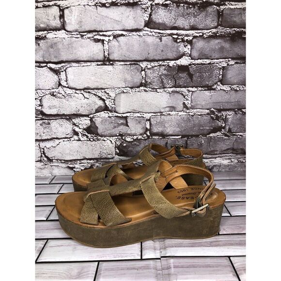 Kork-Ease Olive Green Leather Platform Wedge Ankle Strap Sandals Women Sz 7M US - Picture 9 of 16